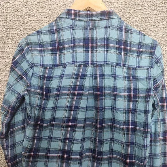 HOLLISTER Women's  Blue Green Plaid Long Sleeve 3/4 Button Down Shirt Size XS - Picture 5 of 6
